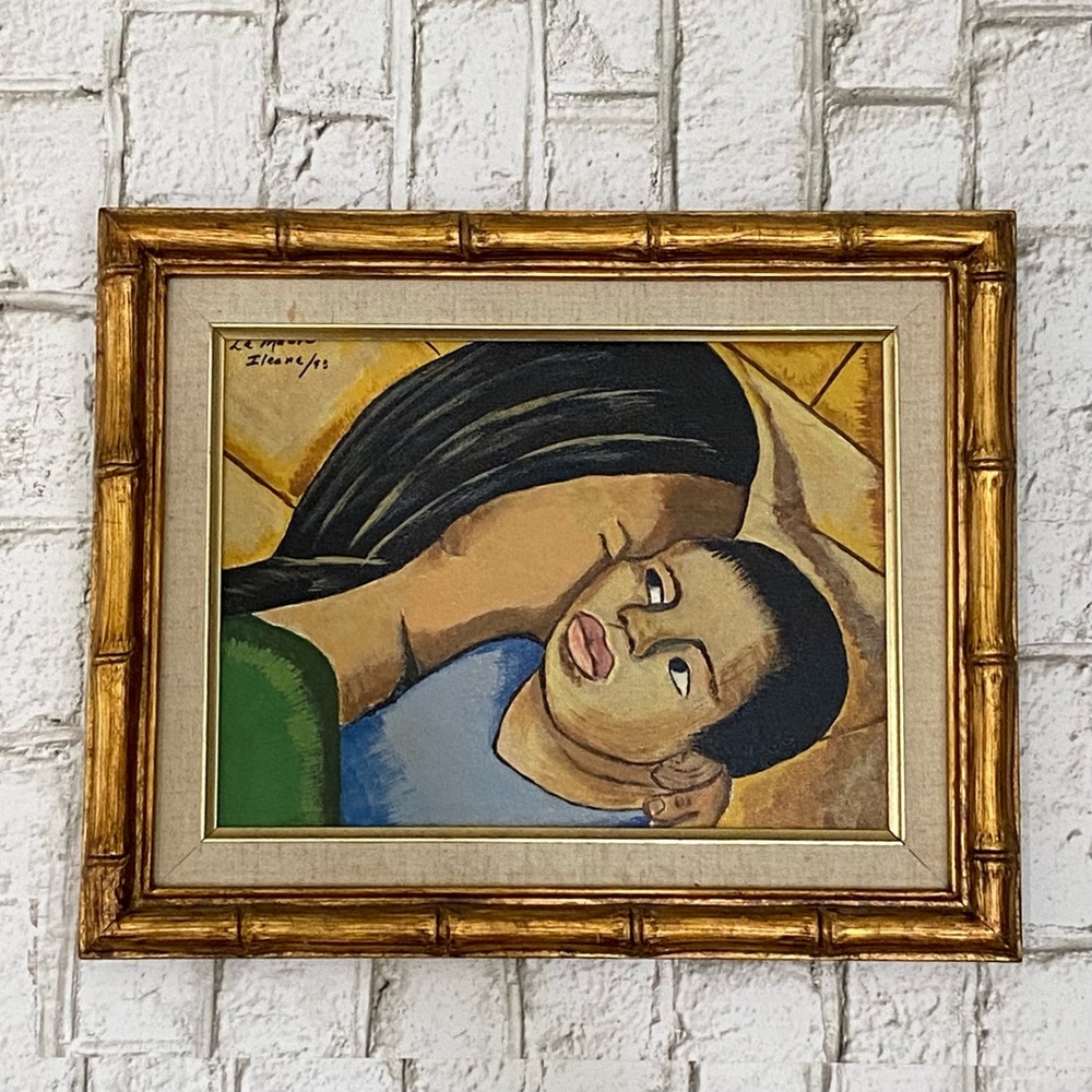 Vintage 1993 “La Madre” by Ileana Mother and Child Painting Framed Artwork